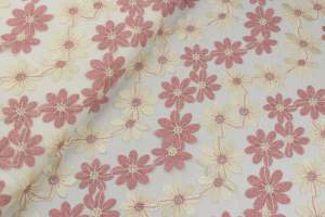 Koronka stabilna wzór kwiaty dwutonowa różowy i żółty