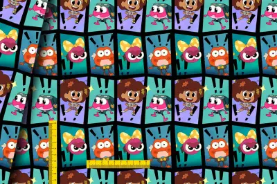 Dzianina Dresówka pętelka wzór wzór komiks bajka