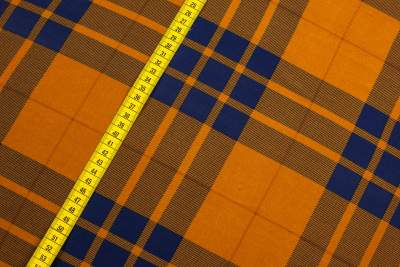 Dzianina Jersey ity wzór Krata kolor musztardowy 