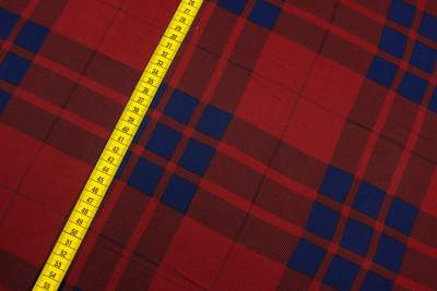 Dzianina Jersey ity wzór Krata kolor czerwony krwisty