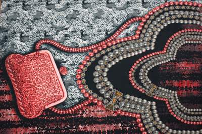 Dzianina Jersey ity wzór Torebka kolor czarny, Panel 100 cm x 150 cm 