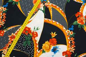 Dzianina Jersey ity wzór Kwiaty kolor pomarańczowy