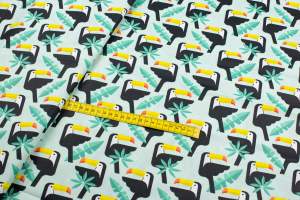 Tkanina bawełna wzór ptak pelikan kolor biały