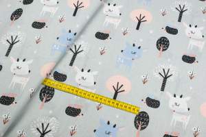 Tkanina bawełna wzór sarny kolor szary