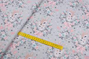 Tkanina bawełna wzór sarna kolor różowy