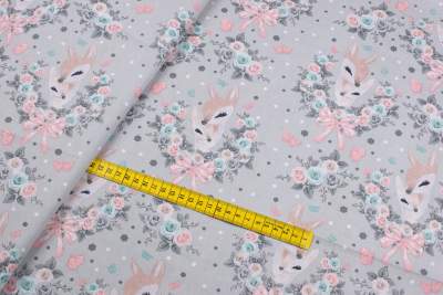 Tkanina bawełna wzór sarna kolor różowy