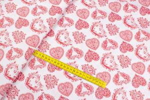 Tkanina bawełna wzór serca kolor biały