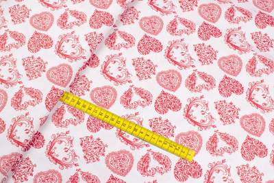 Tkanina bawełna wzór serca kolor biały