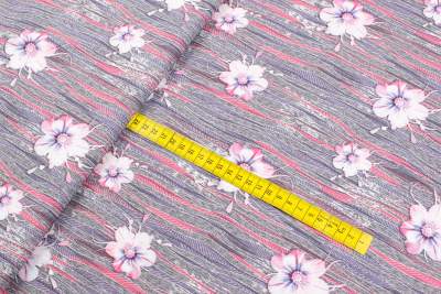 Tkanina Silki Wzór kwiaty kolor różowy 