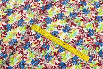 Tkanina Silki Wzór Liście kolor krwisty