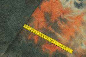 Dzianina wiskoza wzór mazany odcienie brązu i pomarańczowy