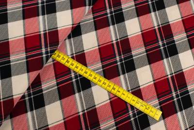 Dzianina jersey ity wzór Krata kolor czerwony