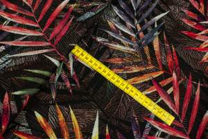 Dzianina swetrowa wzór kolorowe Liście kolor czarny