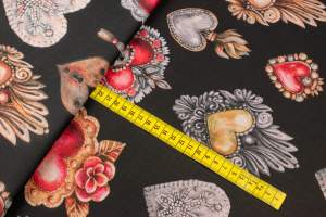 Tkanina szyfon wzór włoski kolor czarny