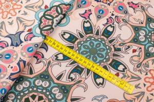 Tkanina szyfon wzór Orientalny Azjatycki odcienie zieleni