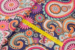 Tkanina szyfon wzór Orientalny kolor granatowy