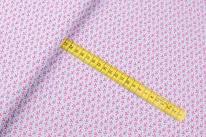 Bawełna popelina organiczna wzór liście kolor różowy