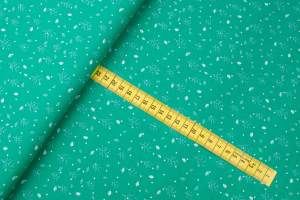 Bawełna popelina organiczna wzór liście kolor zielony