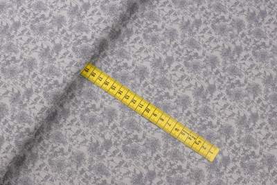 Bawełna popelina organiczna wzór kwiaty szare kolor ziemisty