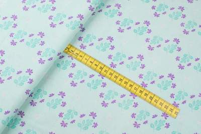 Bawełna popelina organiczna wzór kwiaty kolor miętowy