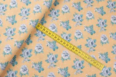 Bawełna popelina organiczna wzór kwiaty kolor miodowy