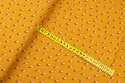 Tkanina Muślin bawełniany wzór bazie kolor żółty (miodowy)