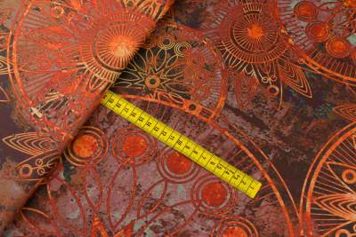 Tkanina szyfon wzór orientalny odcienie czerwonego