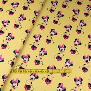 Dzianina Dresówka pętelka wzór Mysz kolor żółty