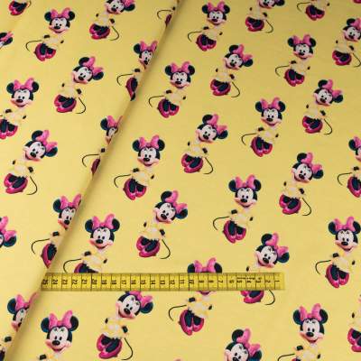 Dzianina Dresówka pętelka wzór Mysz kolor żółty