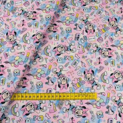 Dzianina Dresówka pętelka wzór Mysz kolor błękitny