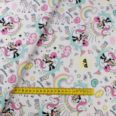 Dzianina Dresówka pętelka wzór Mysz kolor biały