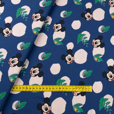 Jersey bawełniany wzór Myszka Miki kolor niebieski