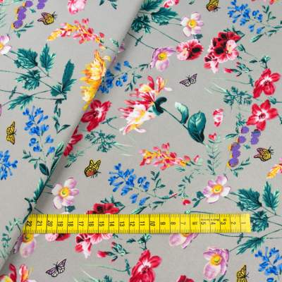 Tkanina szyfon wzór kwiaty kolor ziemisty