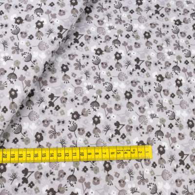 Muślin bawełniany wzór łączka kwiatowa kolor szary