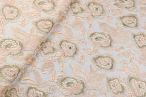 Koronka stabilna wzór kwiaty beżowy