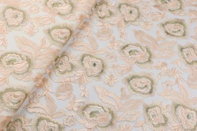 Koronka stabilna wzór kwiaty beżowy