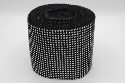 TAŚMA DIAMENTOWA DEKORACYJNA 120 mm  CZARNA