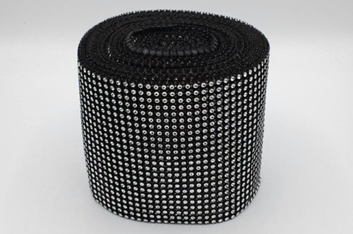 TAŚMA DIAMENTOWA DEKORACYJNA 120 mm  CZARNA