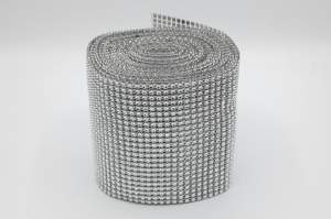 TAŚMA DIAMENTOWA Z CYRKONIAMI 120 mm SREBRNA