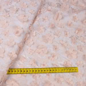 Koronka elastyczna wzór kwiaty naszywane kolor brzoskwiniowy