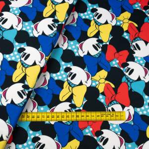 Dzianina Dresówka pętelka wzór Mysz kolor turkusowy