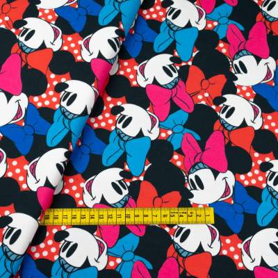 Dzianina Dresówka pętelka wzór Mysz kolor czerwony