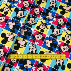 Dzianina Dresówka pętelka wzór Mysz kolorowa