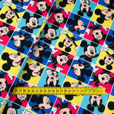 Dzianina Dresówka pętelka wzór Mysz kolorowa