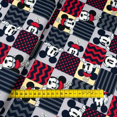 Dzianina Dresówka pętelka wzór Mysz kolor szary