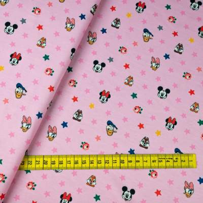 Dzianina Dresówka pętelka wzór Mysz kolor różowy