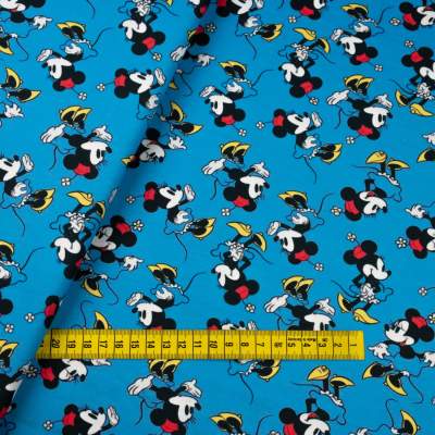 Dzianina Dresówka pętelka wzór Mysz kolor smerfowy