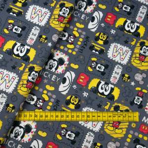 Dzianina Dresówka pętelka wzór Mysz kolor ciemny szary