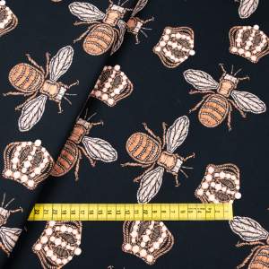 Tkanina Barbie Marchiano wzór typu G pszczoła kolor czarny