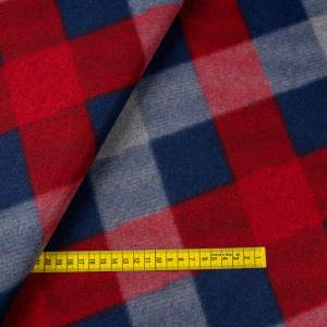 Tkanina płaszczowa wzór krata kolor granatowy/ czerwony